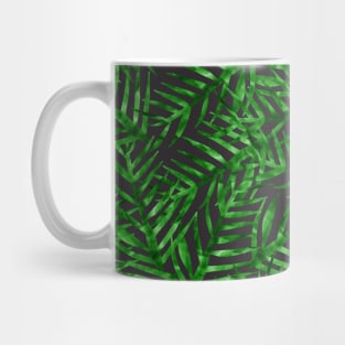 Green Watercolor Foliage On Black Mug